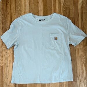 Carhartt women’s. Cropped Pocket Tee in Pale Blue